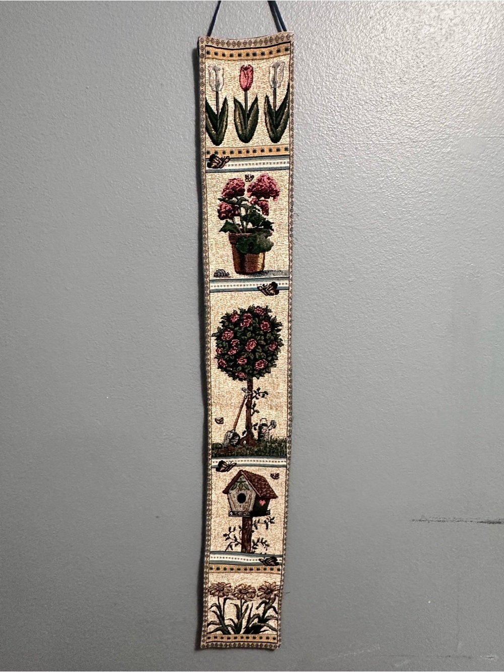 Cottagecore Garden Needlework Bell Pull Tapestry
